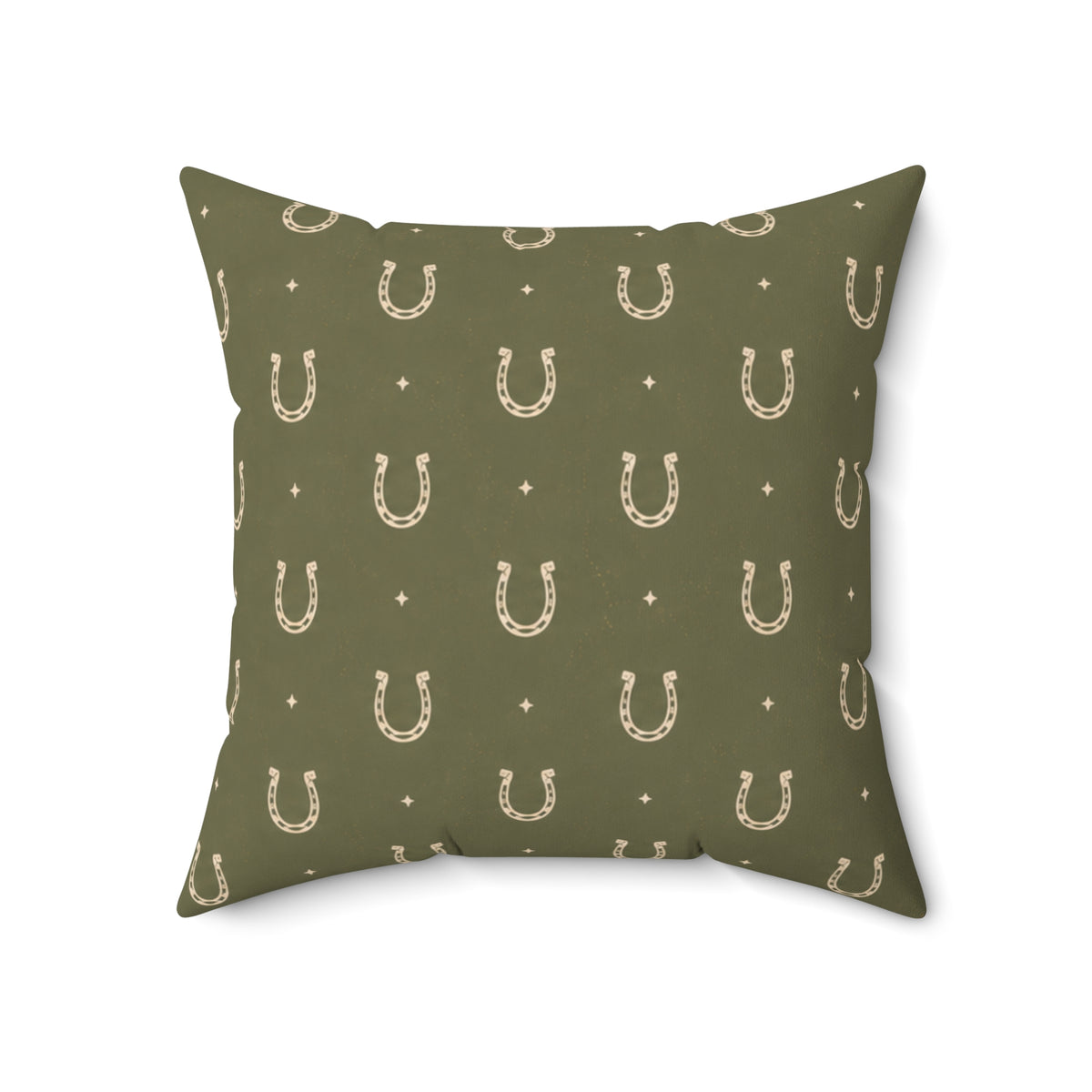 Lucky Olive Horseshoe Throw Pillow – Western Boho Decorative Cushion
