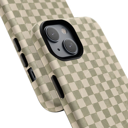 Sage Check Magnetic Protective Phone Case – Tough Dual-Layer Cover