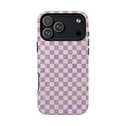 Lavender Check Magnetic Protective Phone Case – Tough Dual-Layer Cover
