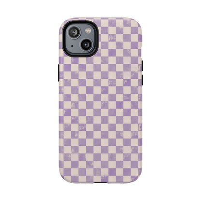 Lavender Check Magnetic Protective Phone Case – Tough Dual-Layer Cover