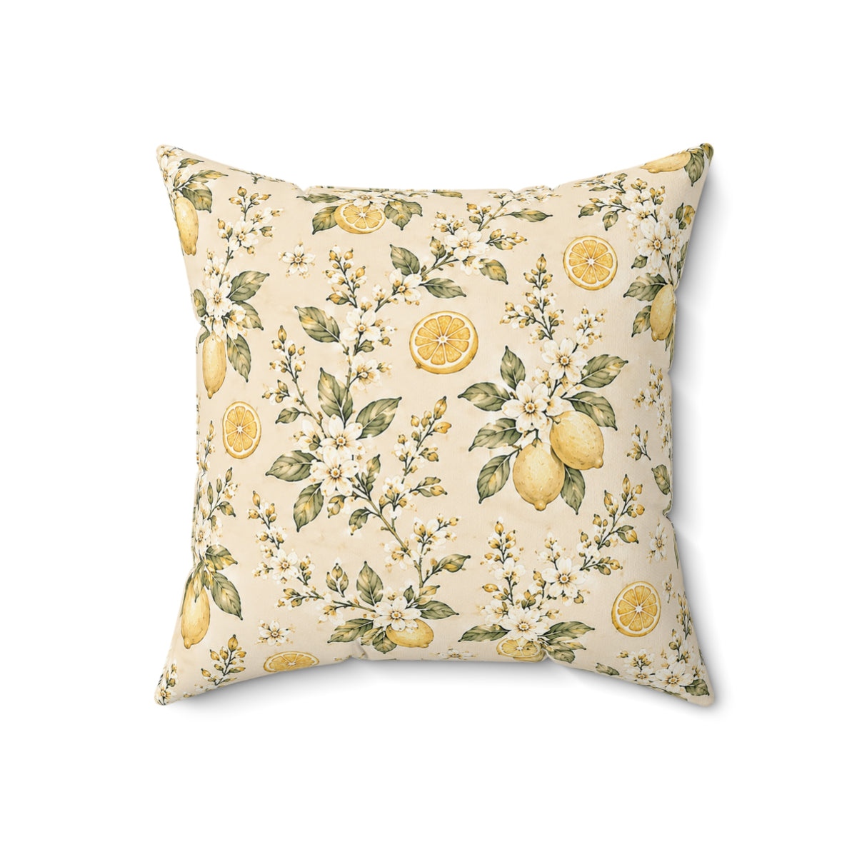 Limonella Garden Pillow - Lemon Floral Throw Pillow - Botanical Decorative Cushion - Cottage Kitchen Decor