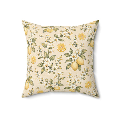 Limonella Garden Pillow - Lemon Floral Throw Pillow - Botanical Decorative Cushion - Cottage Kitchen Decor
