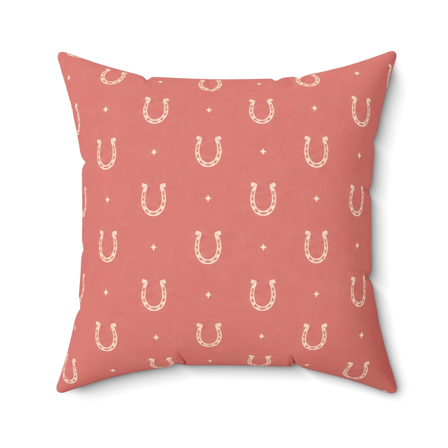 Lucky Blush Pillow - Pink Horseshoe Throw Pillow - Western Decorative Cushion - Cowgirl Boho Home Decor