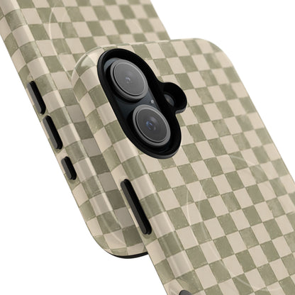 Sage Check Magnetic Protective Phone Case – Tough Dual-Layer Cover