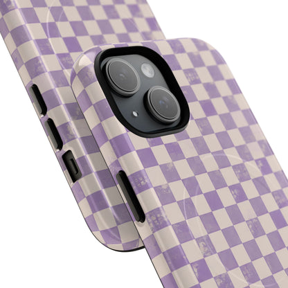 Lavender Check Magnetic Protective Phone Case – Tough Dual-Layer Cover