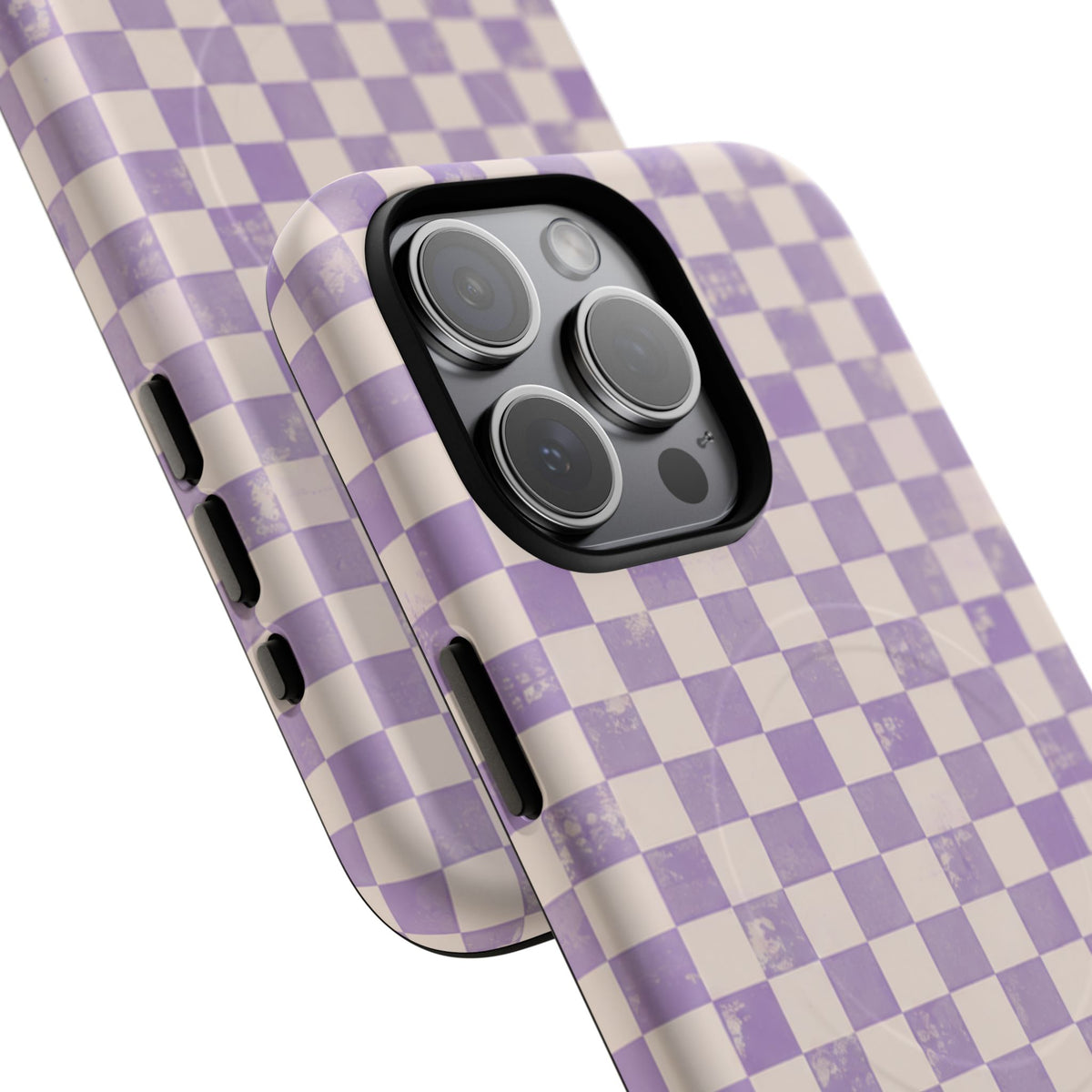 Lavender Check Magnetic Protective Phone Case – Tough Dual-Layer Cover