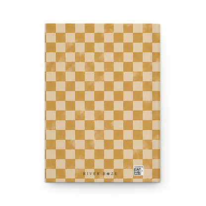 Golden Check Hardcover Journal – Lined Checkerboard Notebook