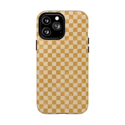 Golden Check Magnetic Protective Phone Case – Tough Dual-Layer Cover