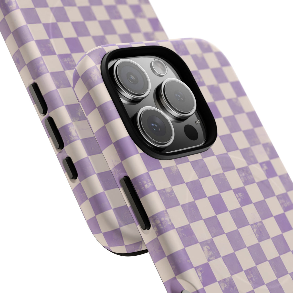 Lavender Check Magnetic Protective Phone Case – Tough Dual-Layer Cover