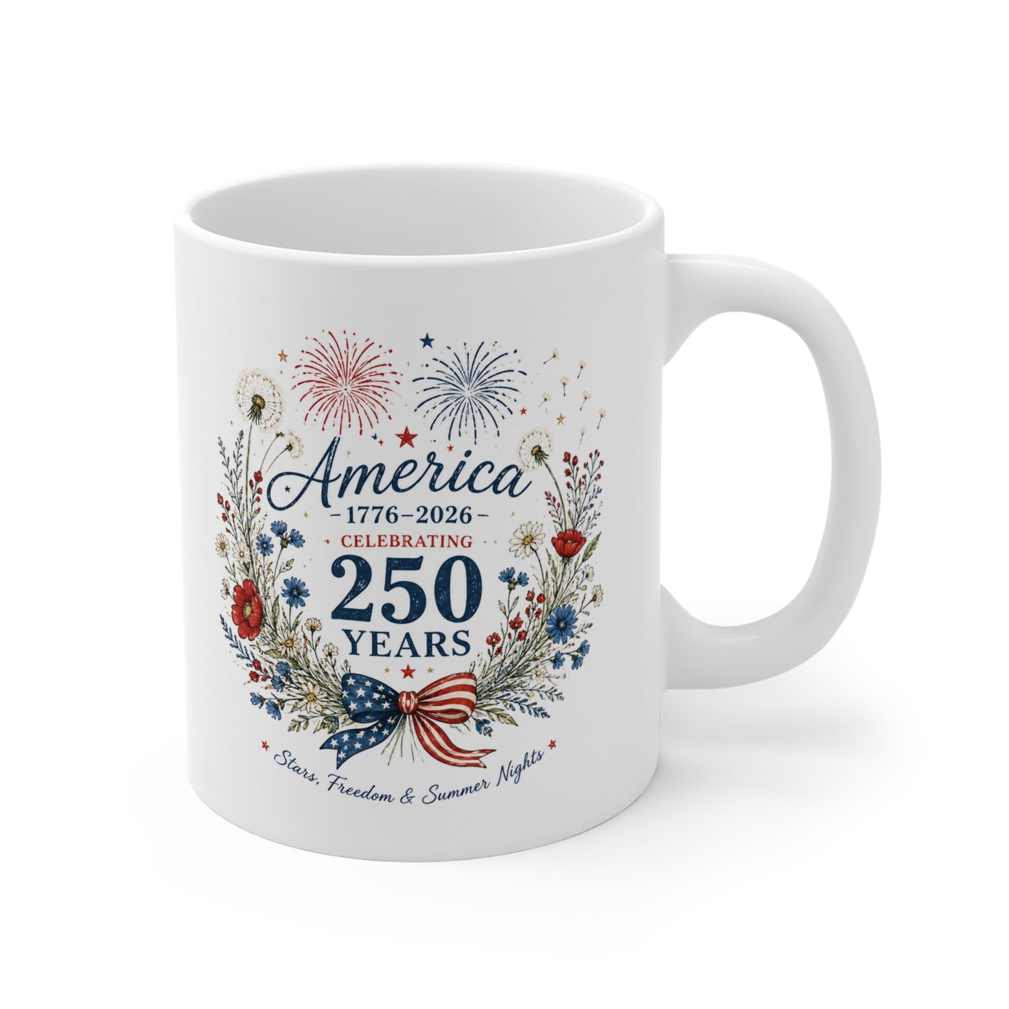 America 250 Mug USA 250 Years of Freedom Mug Liberty Floral Mug