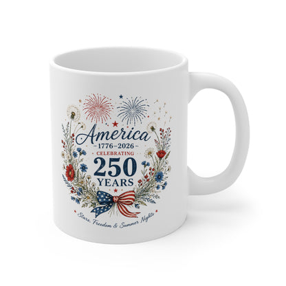 America 250 Mug USA 250 Years of Freedom Mug Liberty Floral Mug