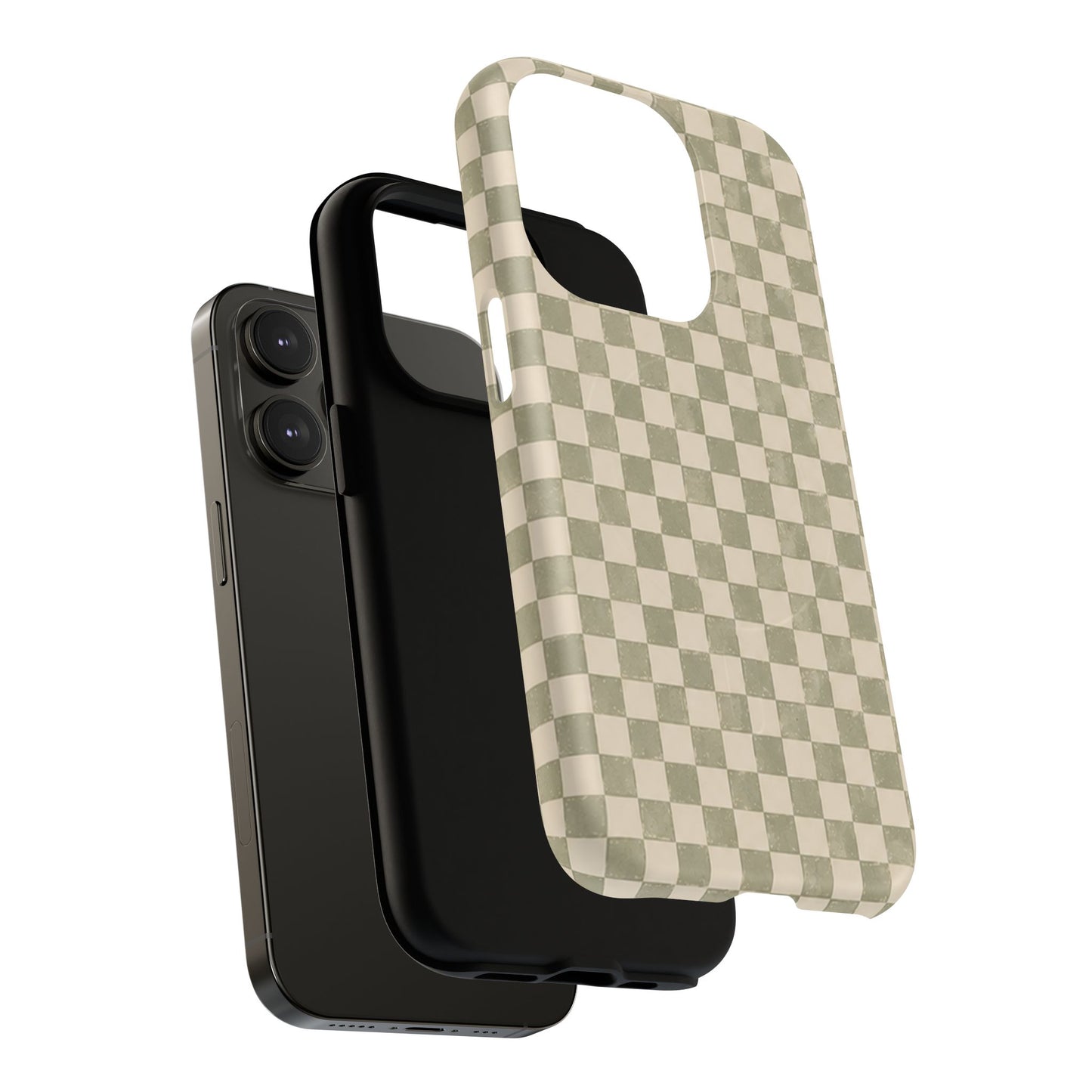 Sage Check Magnetic Protective Phone Case – Tough Dual-Layer Cover