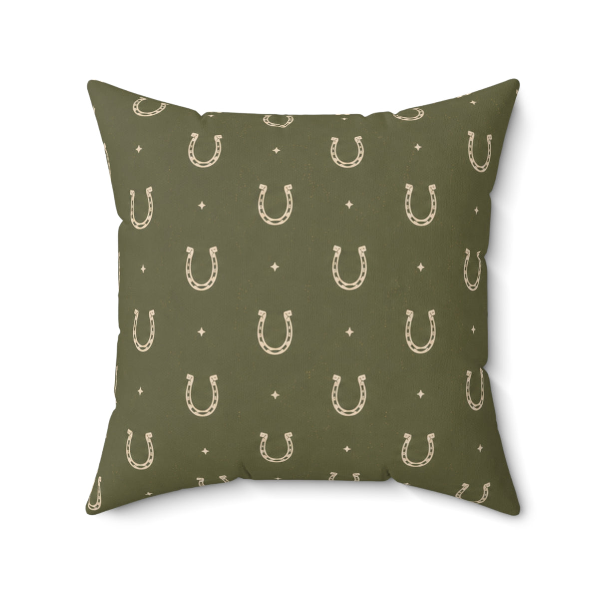 Lucky Olive Horseshoe Throw Pillow – Western Boho Decorative Cushion