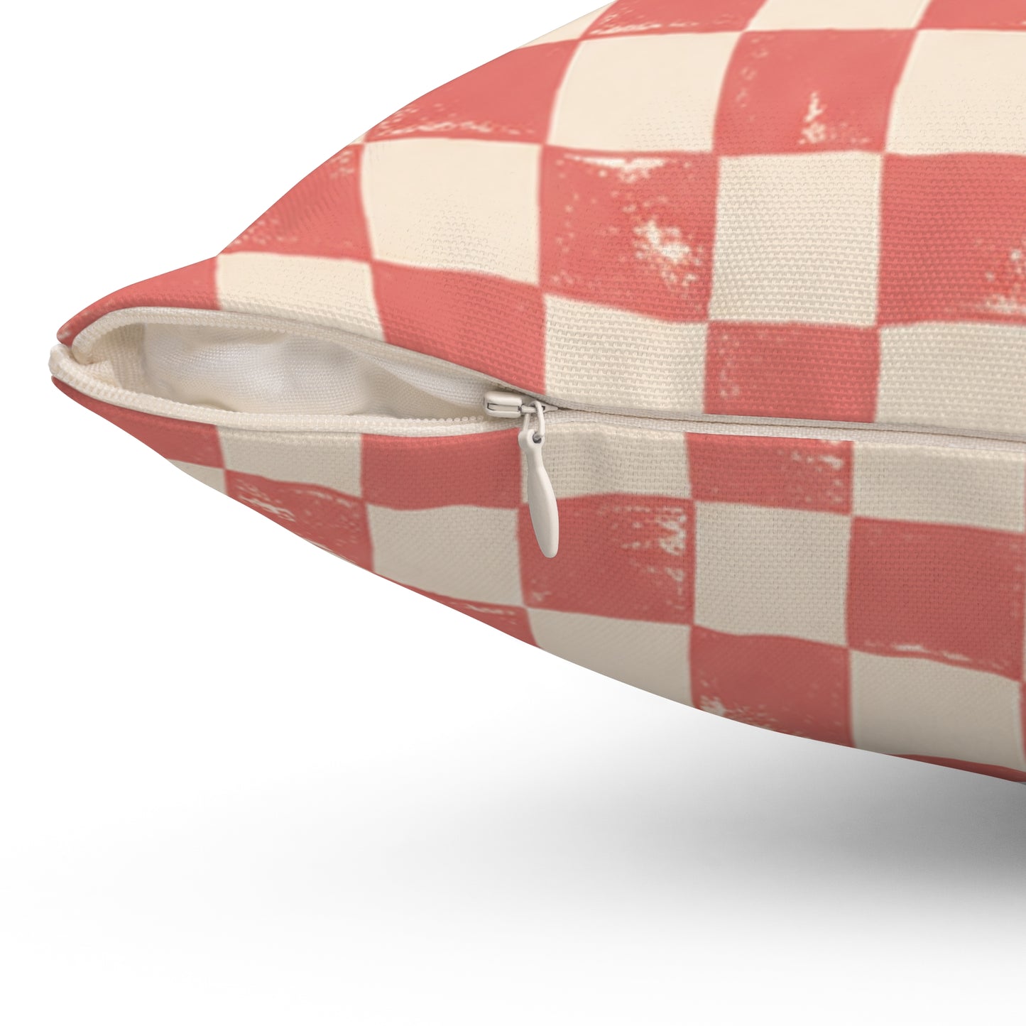 Coral Check Pillow - Pink Checkerboard Throw Pillow - Retro Decorative Cushion - Colorful Home Decor