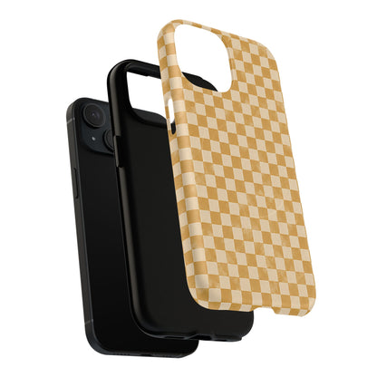 Golden Check Magnetic Protective Phone Case – Tough Dual-Layer Cover