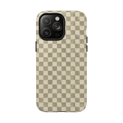 Sage Check Magnetic Protective Phone Case – Tough Dual-Layer Cover