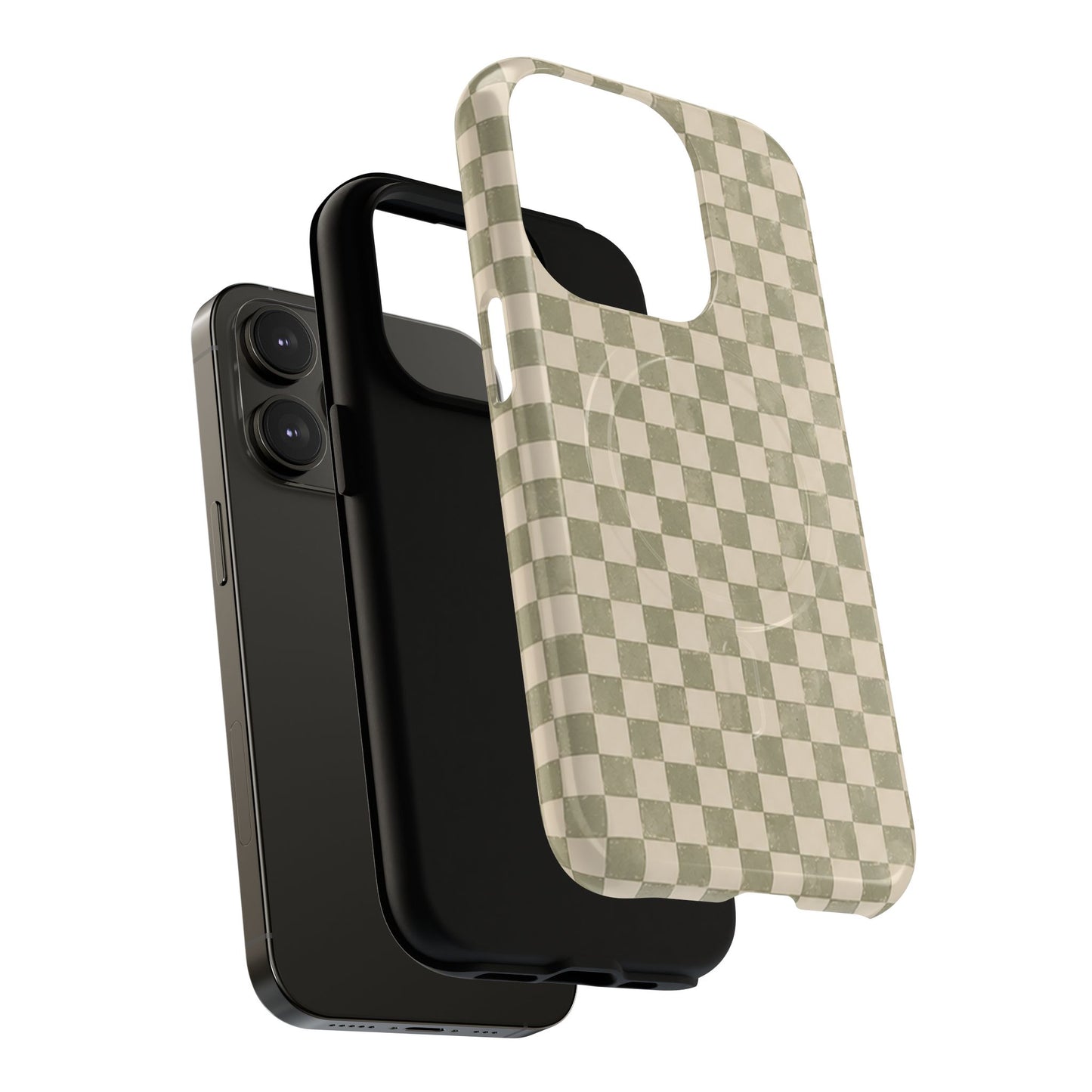 Sage Check Magnetic Protective Phone Case – Tough Dual-Layer Cover