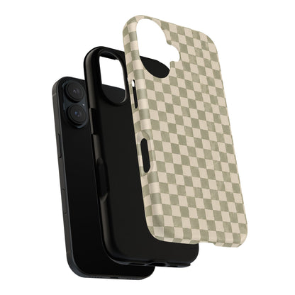 Sage Check Magnetic Protective Phone Case – Tough Dual-Layer Cover