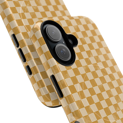 Golden Check Magnetic Protective Phone Case – Tough Dual-Layer Cover