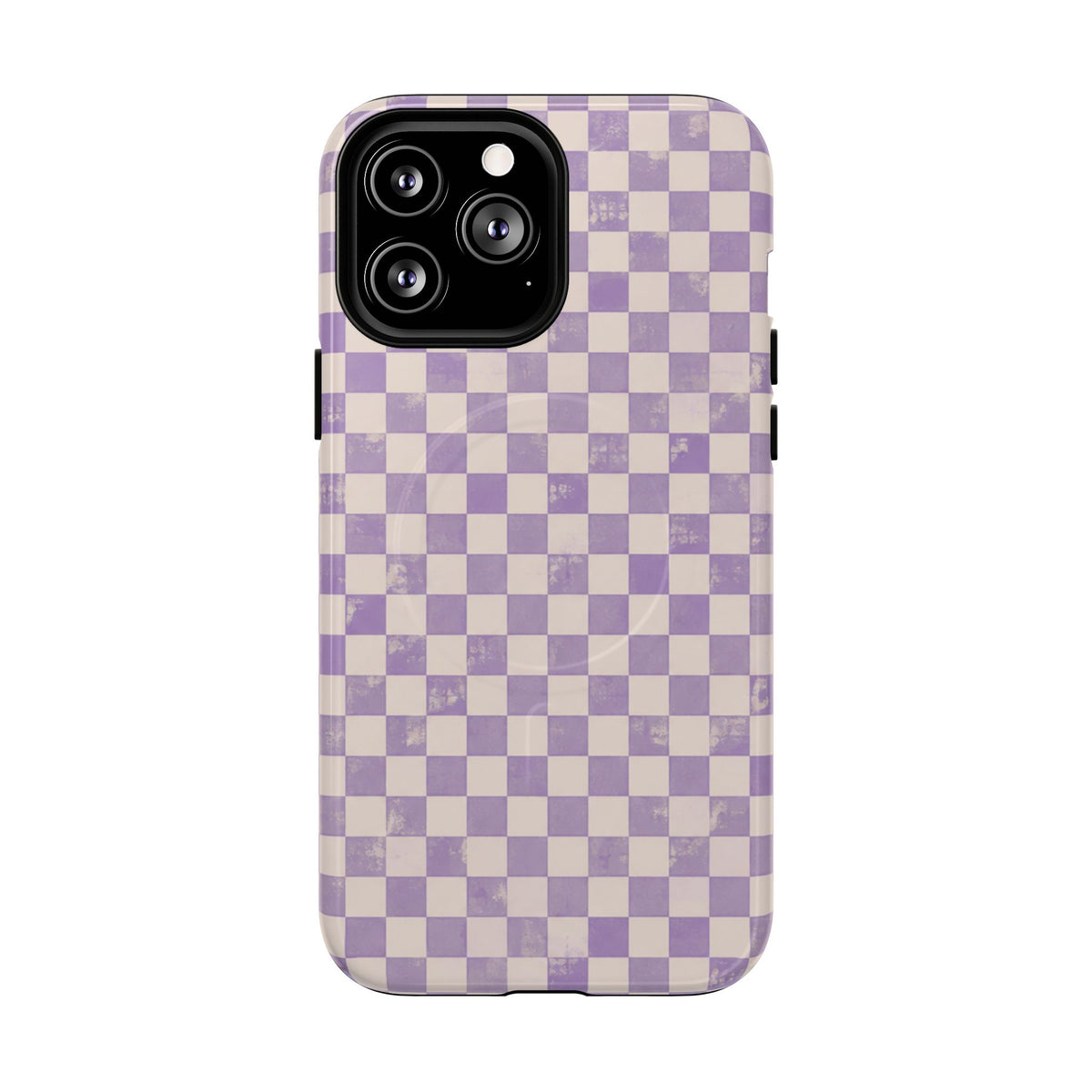 Lavender Check Magnetic Protective Phone Case – Tough Dual-Layer Cover
