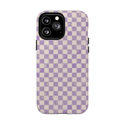 Lavender Check Magnetic Protective Phone Case – Tough Dual-Layer Cover