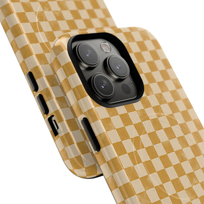 Golden Check Magnetic Protective Phone Case – Tough Dual-Layer Cover