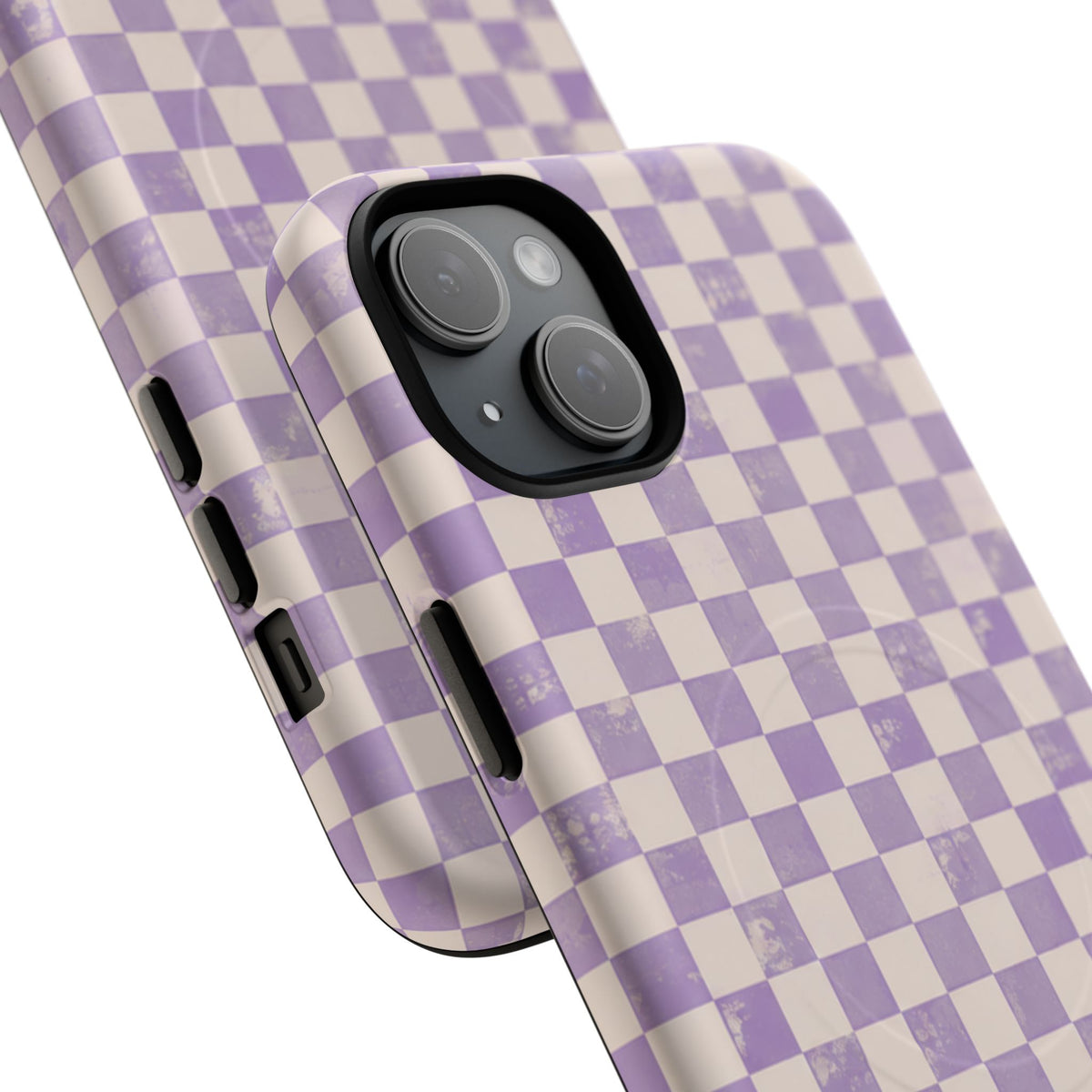 Lavender Check Magnetic Protective Phone Case – Tough Dual-Layer Cover
