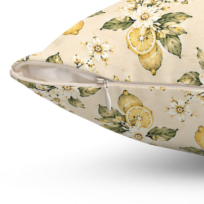 Limonella Garden Pillow - Lemon Floral Throw Pillow - Botanical Decorative Cushion - Cottage Kitchen Decor