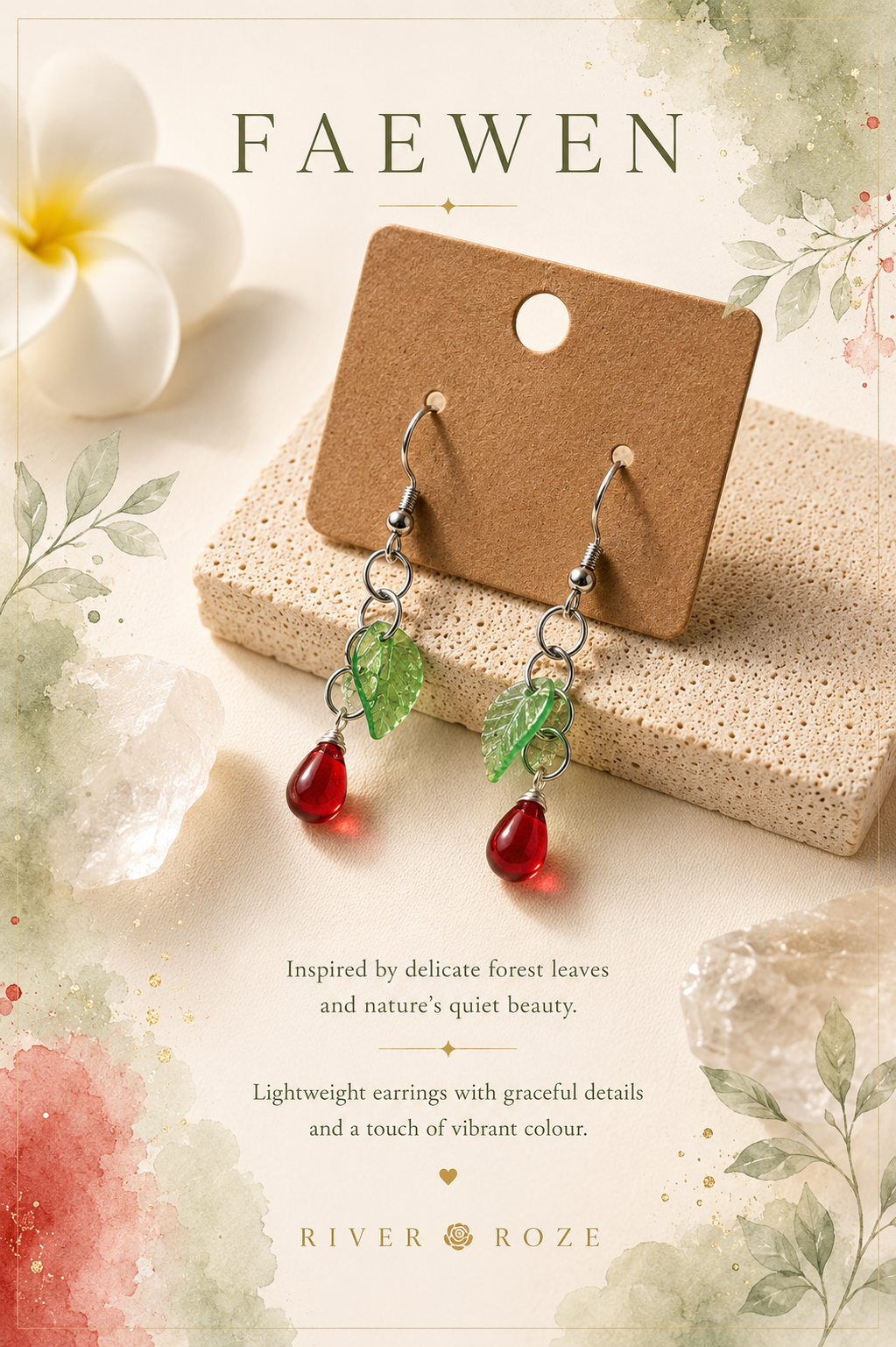 Faewen - Delicate nature-inspired earrings in your colour