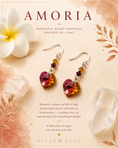 Amoria - Romantic heart earrings inspired by light