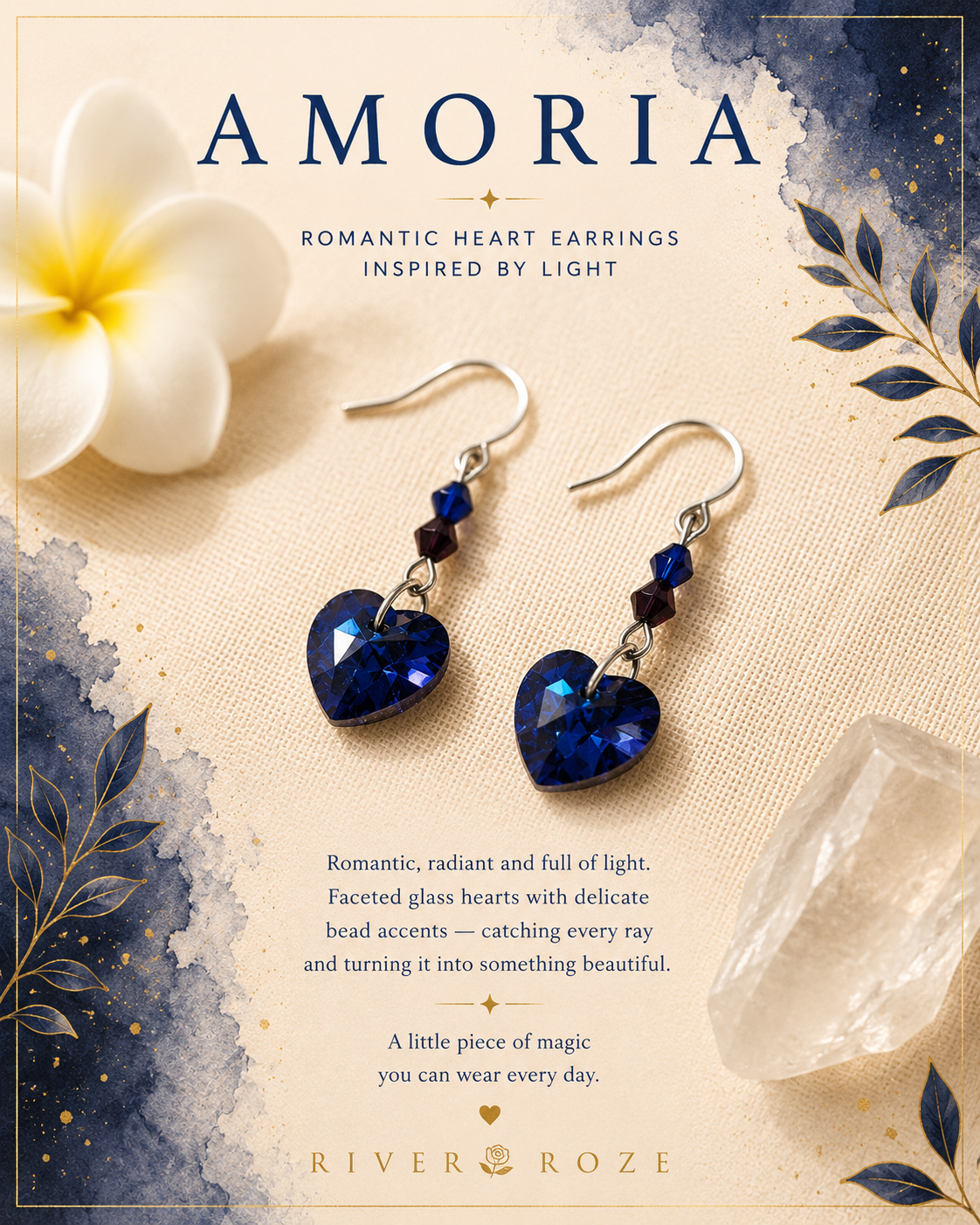 Amoria - Romantic heart earrings inspired by light