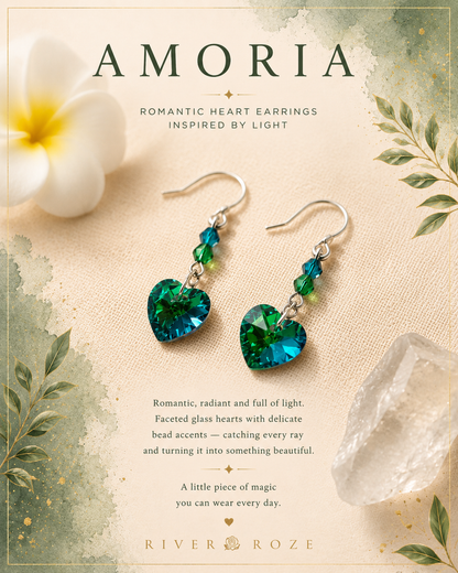 Amoria - Romantic heart earrings inspired by light