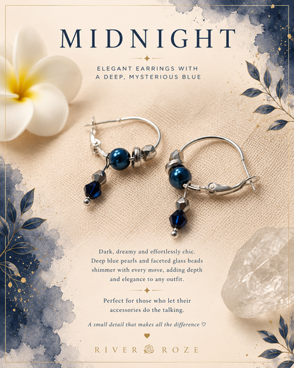 Midnight - Elegant earrings with a deep, mysterious blue