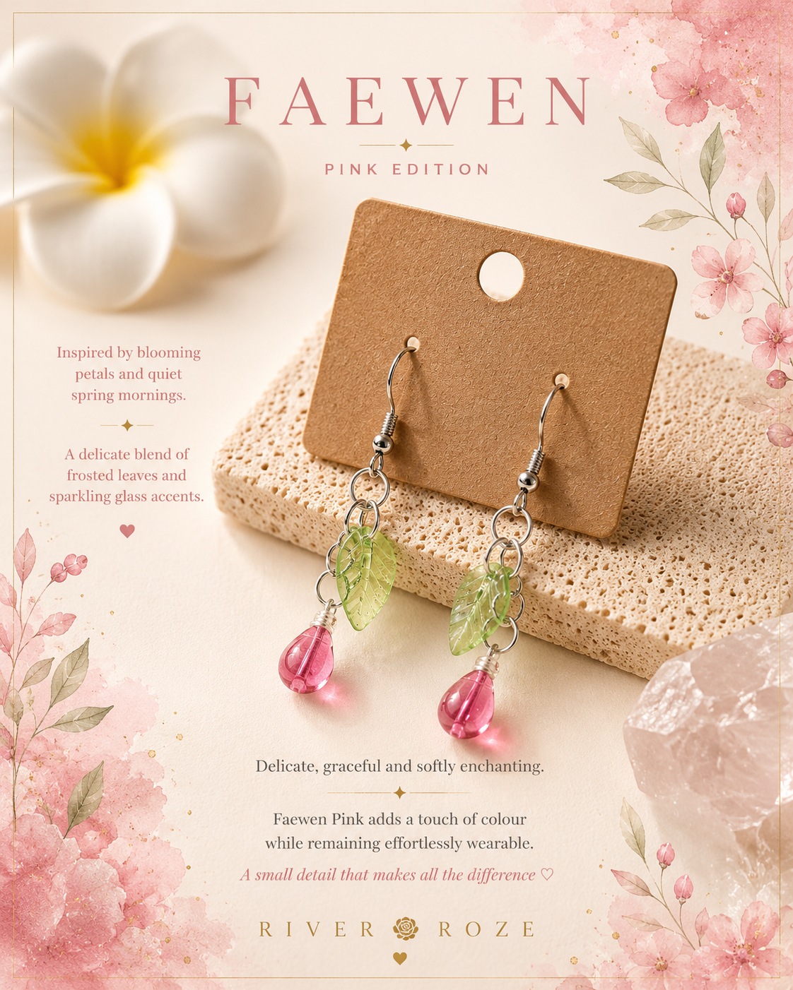 Faewen - Delicate nature-inspired earrings in your colour