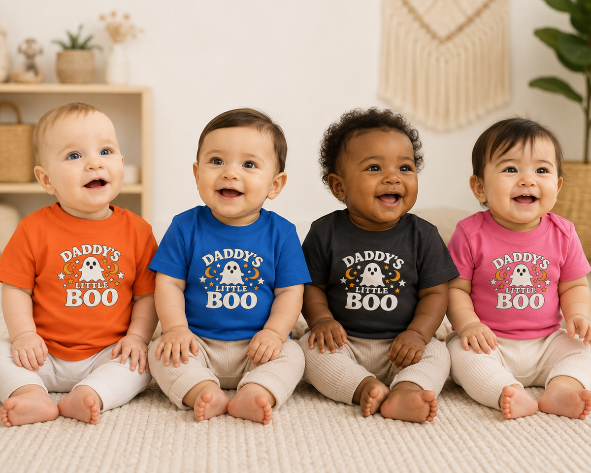 Daddy's Little Boo Baby T-Shirt - Halloween Ghost Infant Tee - Cute Spooky Baby Shirt - Halloween Baby Outfit