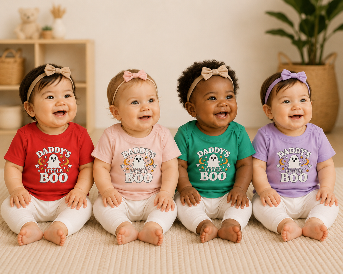 Daddy's Little Boo Baby T-Shirt - Halloween Ghost Infant Tee - Cute Spooky Baby Shirt - Halloween Baby Outfit